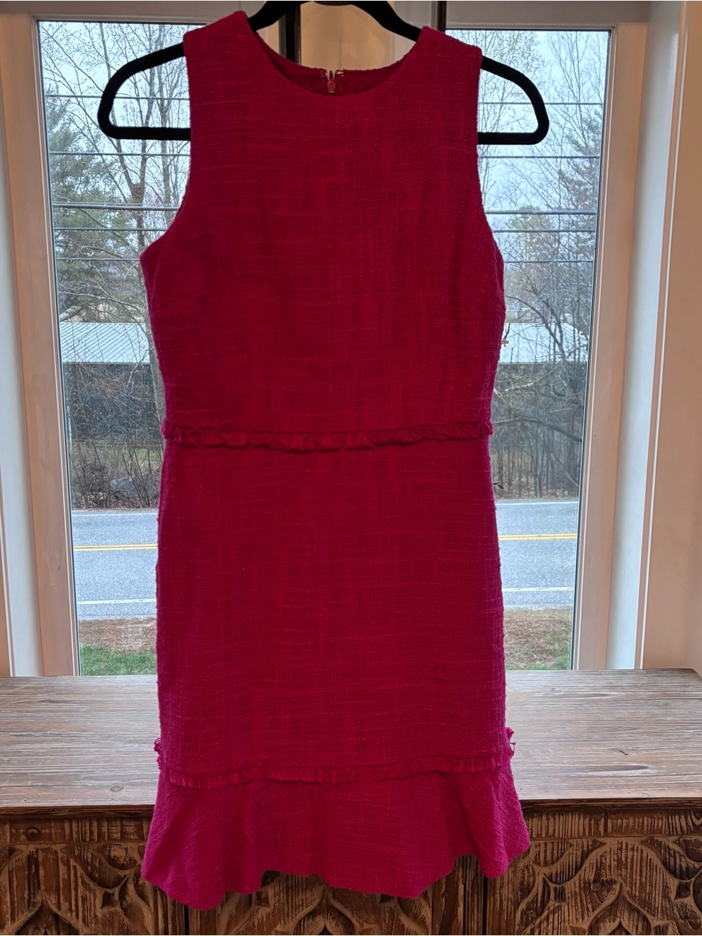 J. Crew Sleeveless Textured Mini Dress in Fuchsia